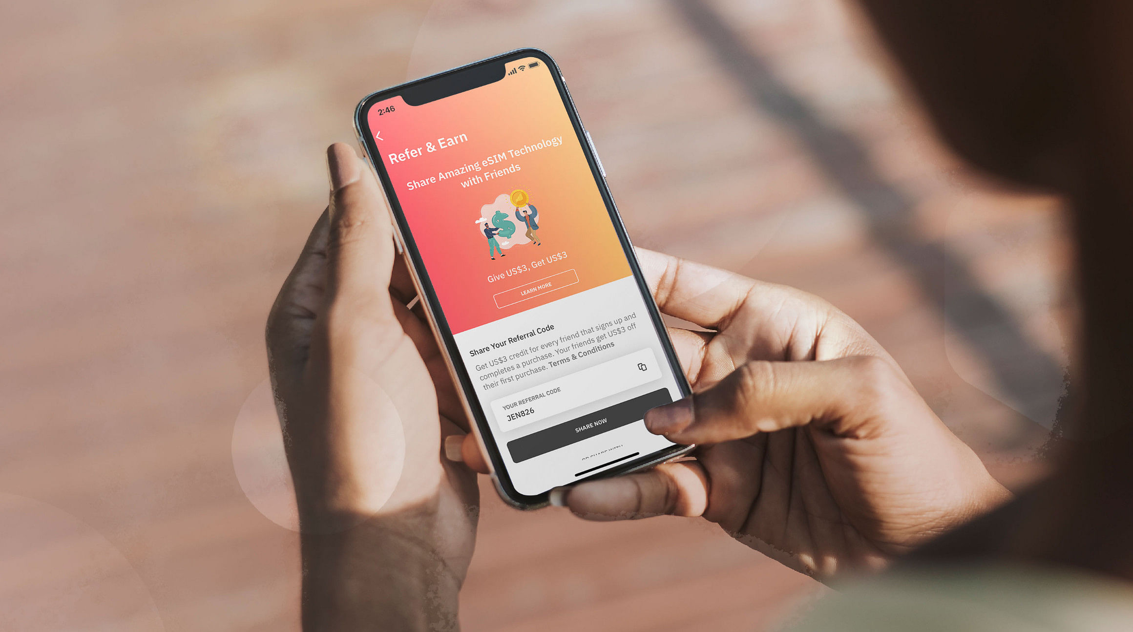 airzalo referral program screen on smartphone app