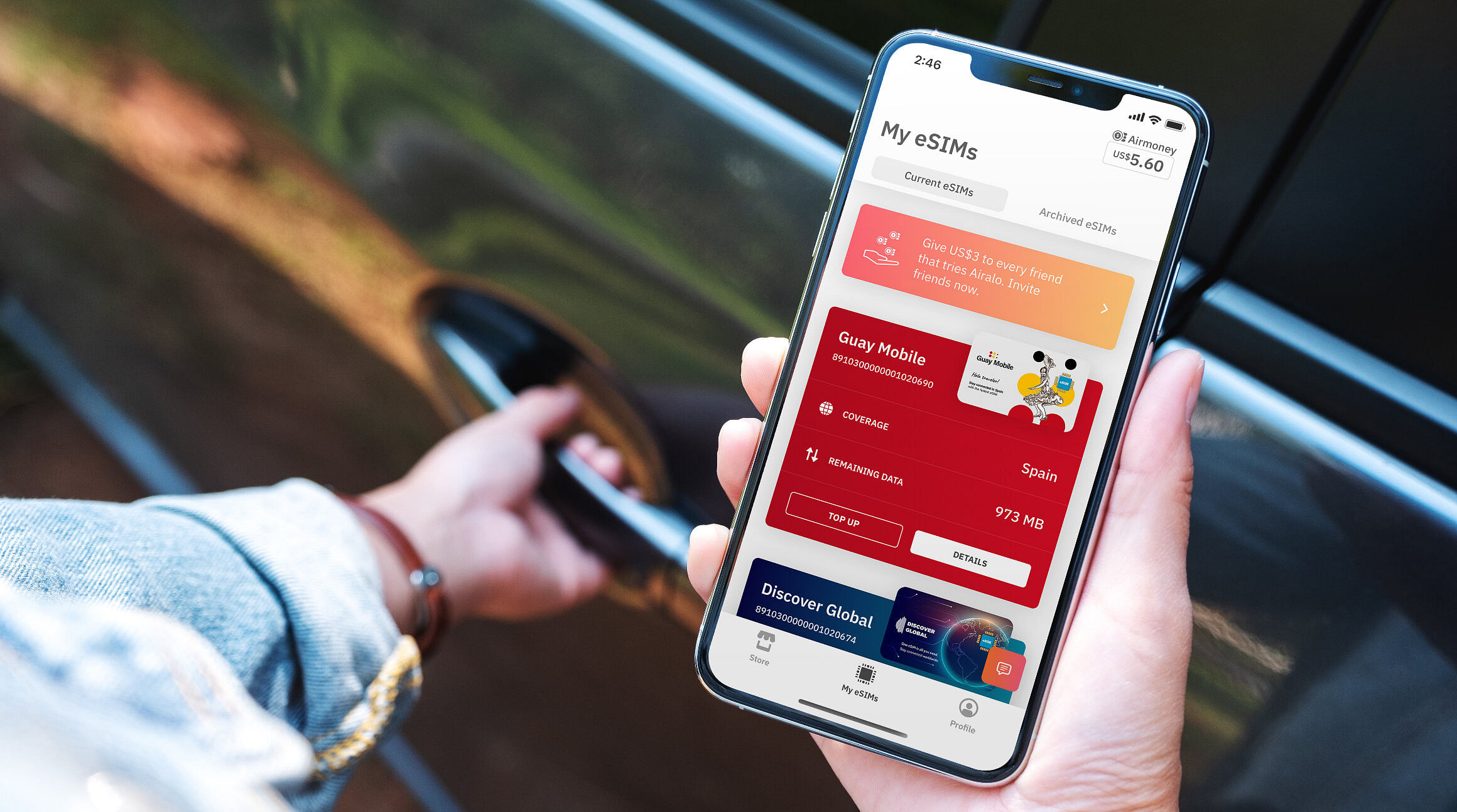 Airzalo esim open on iphone