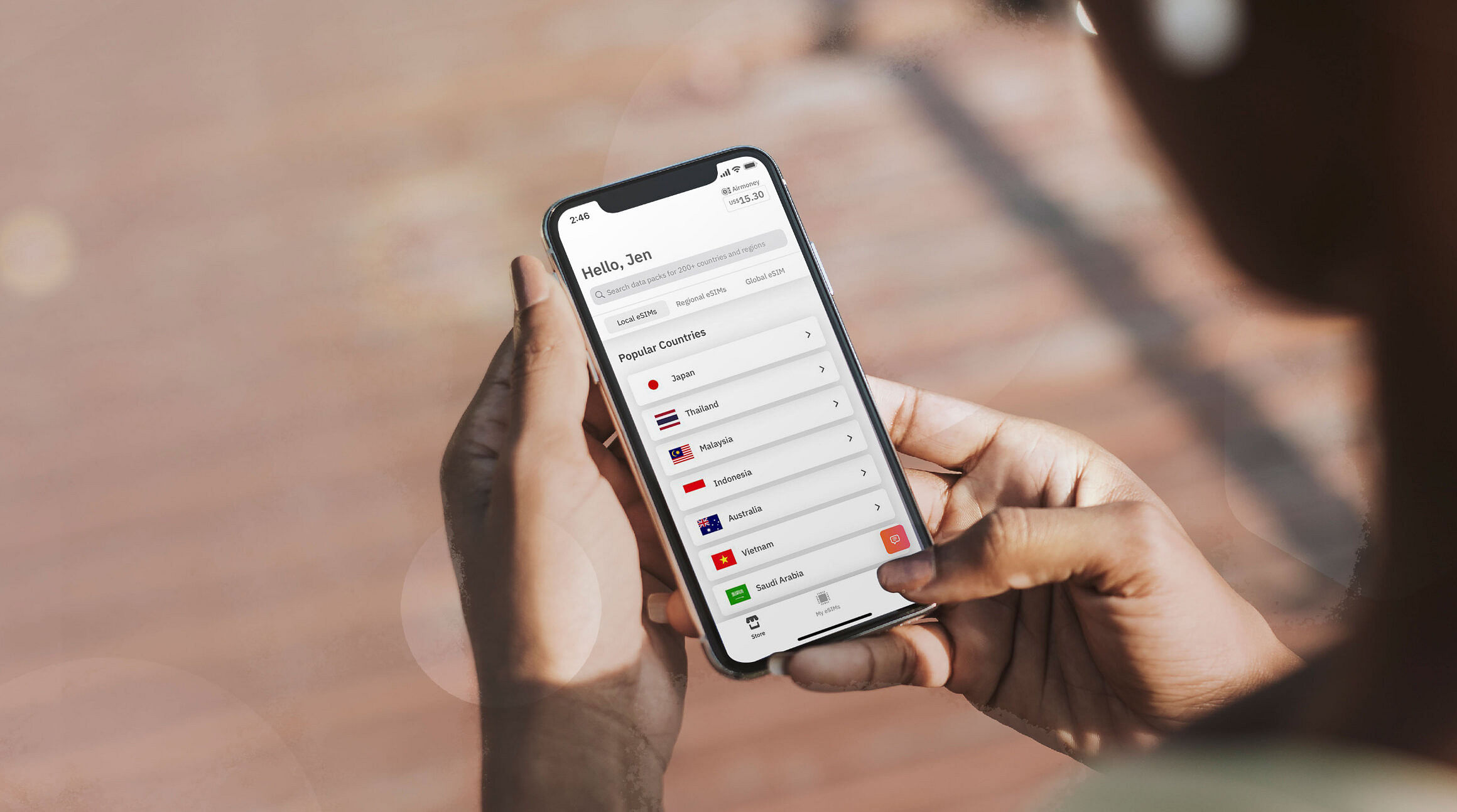 Airzalo eSIM popular countries