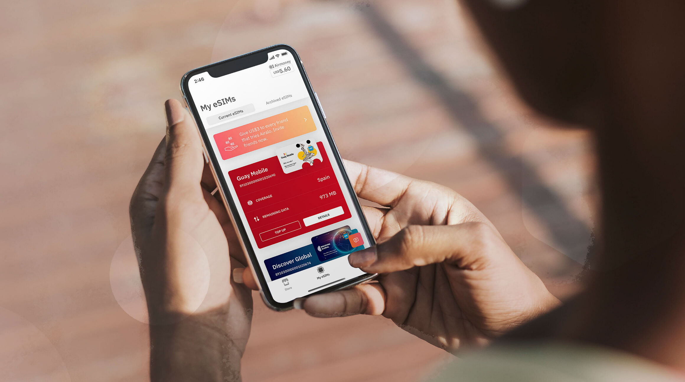 Spain eSIM open on Airzalo app
