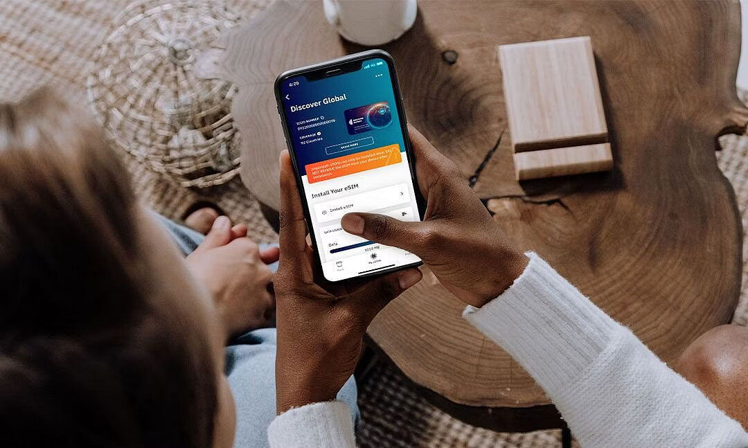 woman browsing airzalo esim app